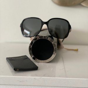 BVLGARI Bvlgari Black Pear Jeweled  8069 B Oversized Sunglasses Like New